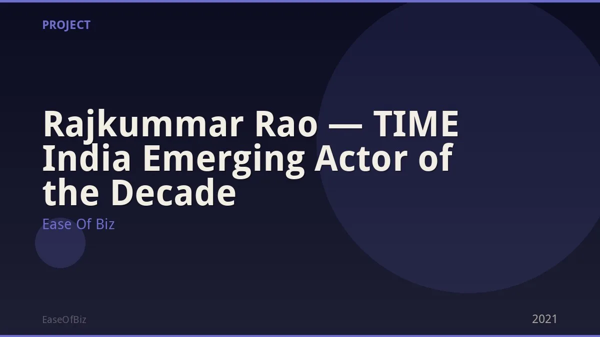 Rajkummar Rao — TIME India Emerging Actor of the Decade