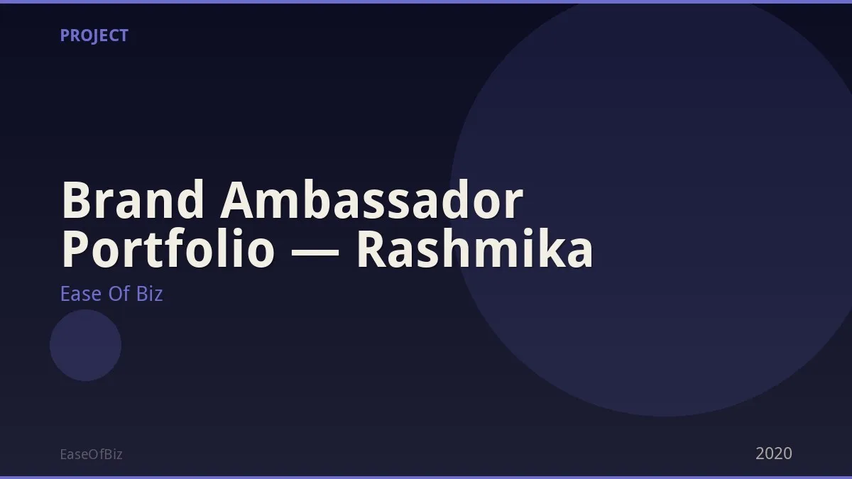 Brand Ambassador Portfolio — Rashmika