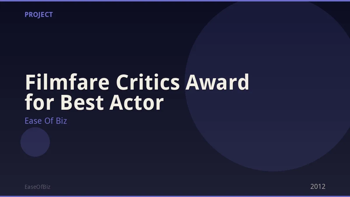 Filmfare Critics Award for Best Actor