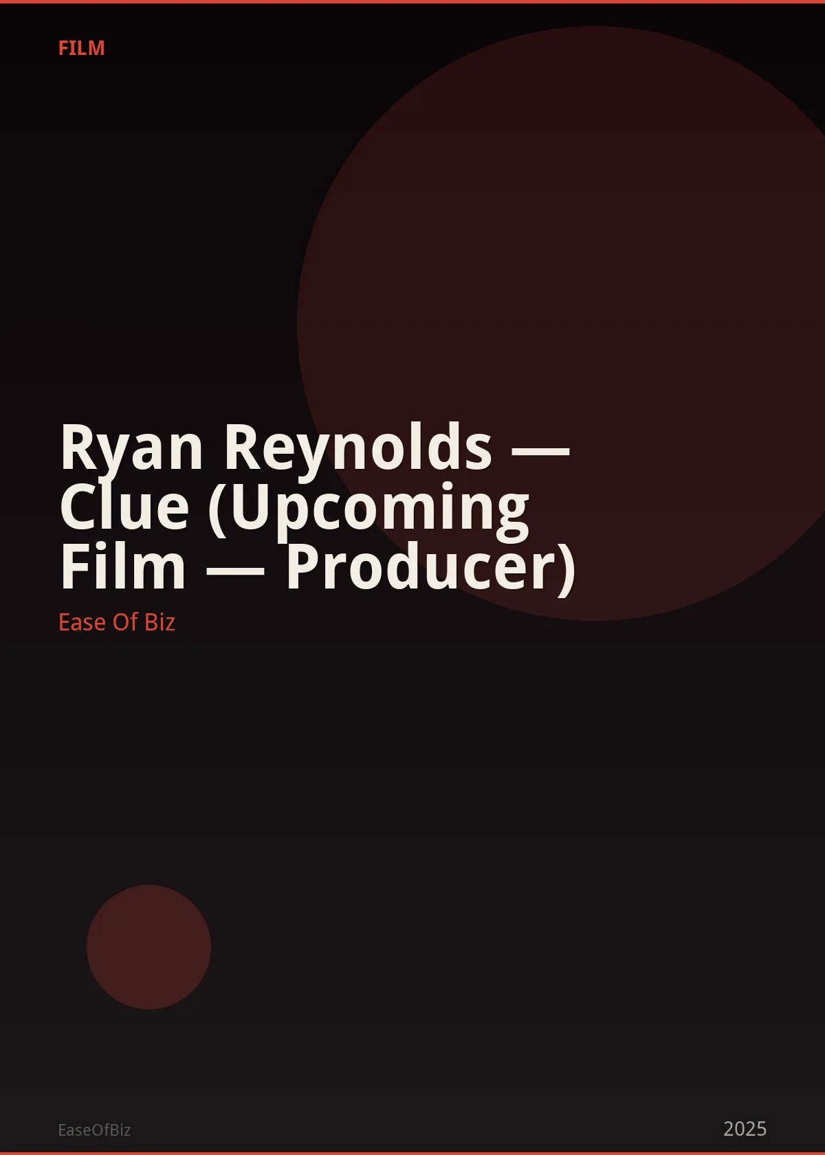 Ryan Reynolds — Clue (Upcoming Film — Producer)
