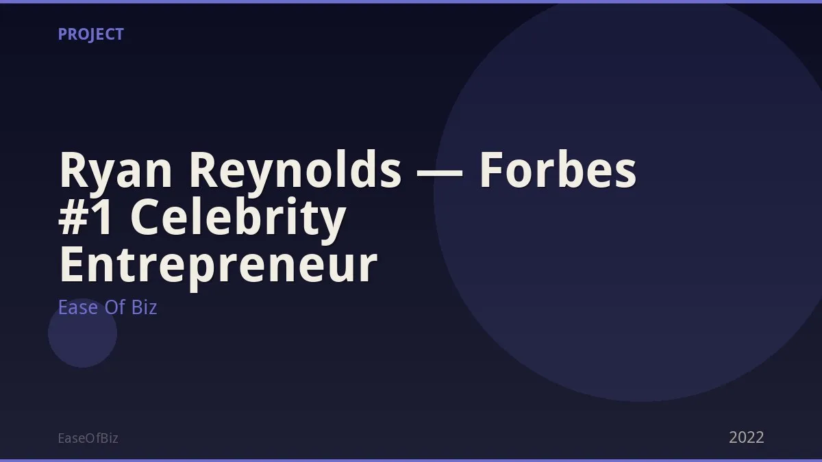 Ryan Reynolds — Forbes #1 Celebrity Entrepreneur