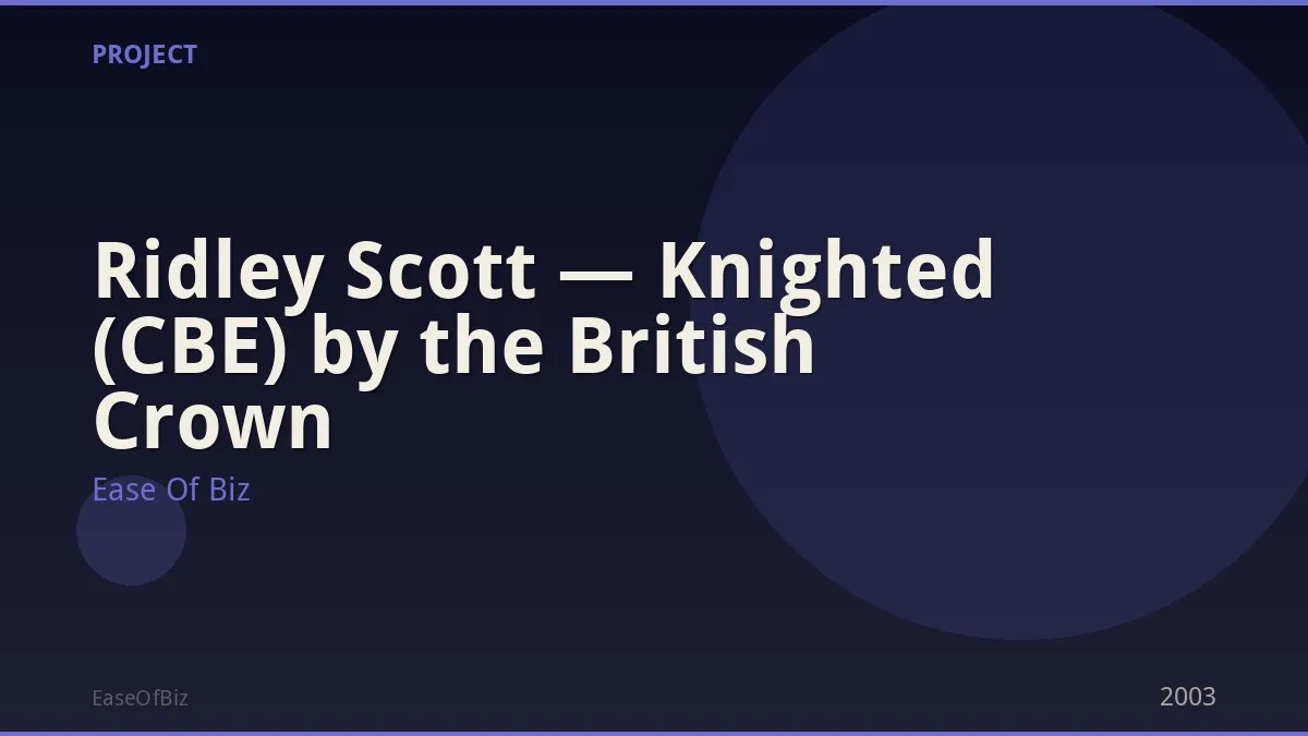 Ridley Scott — Knighted (CBE) by the British Crown