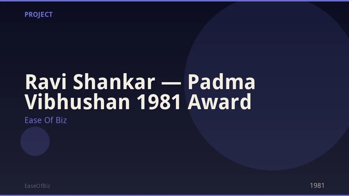 Ravi Shankar — Padma Vibhushan 1981 Award