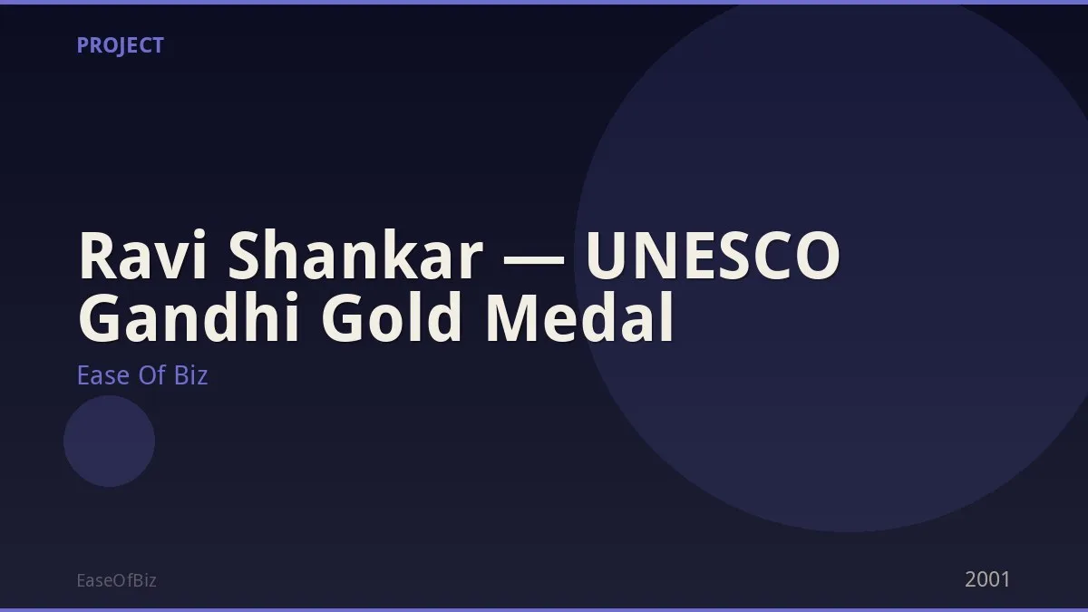 Ravi Shankar — UNESCO Gandhi Gold Medal