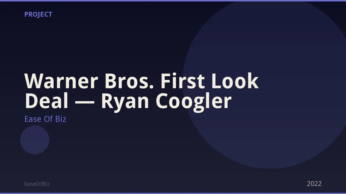 Warner Bros. First Look Deal — Ryan Coogler