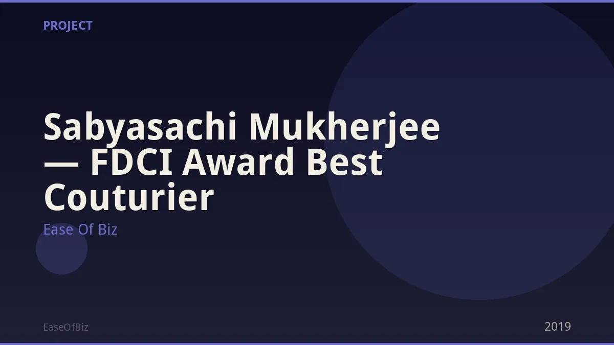 Sabyasachi Mukherjee — FDCI Award Best Couturier