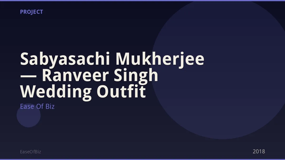 Sabyasachi Mukherjee — Ranveer Singh Wedding Outfit