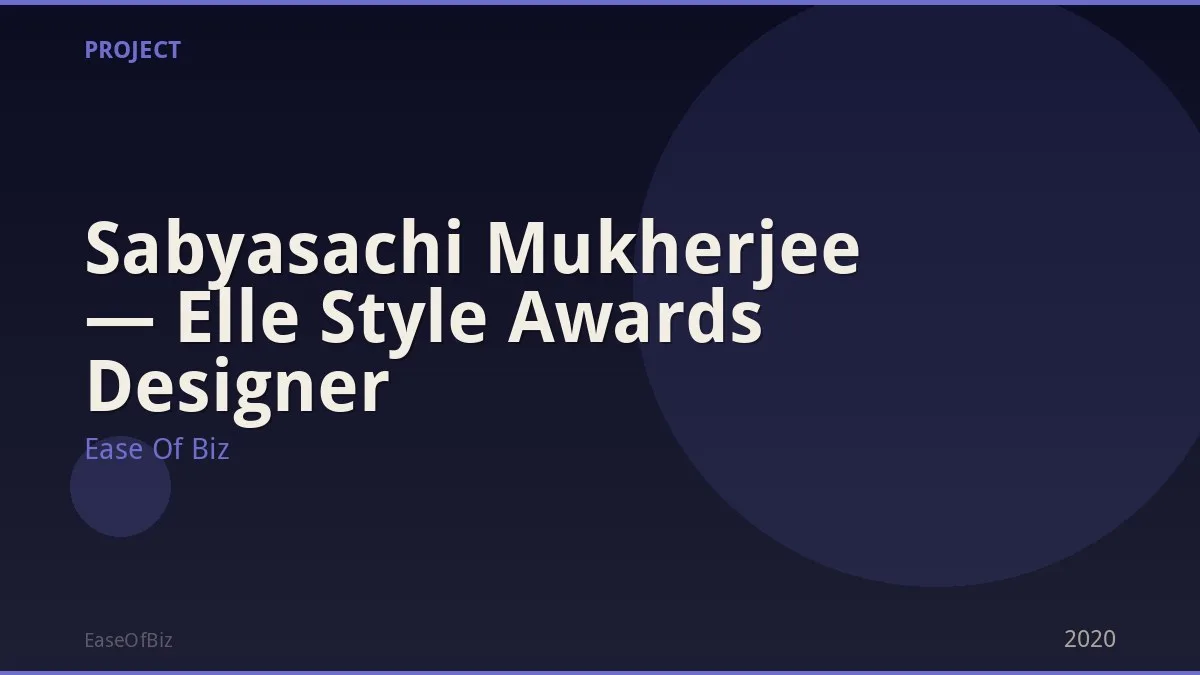 Sabyasachi Mukherjee — Elle Style Awards Designer