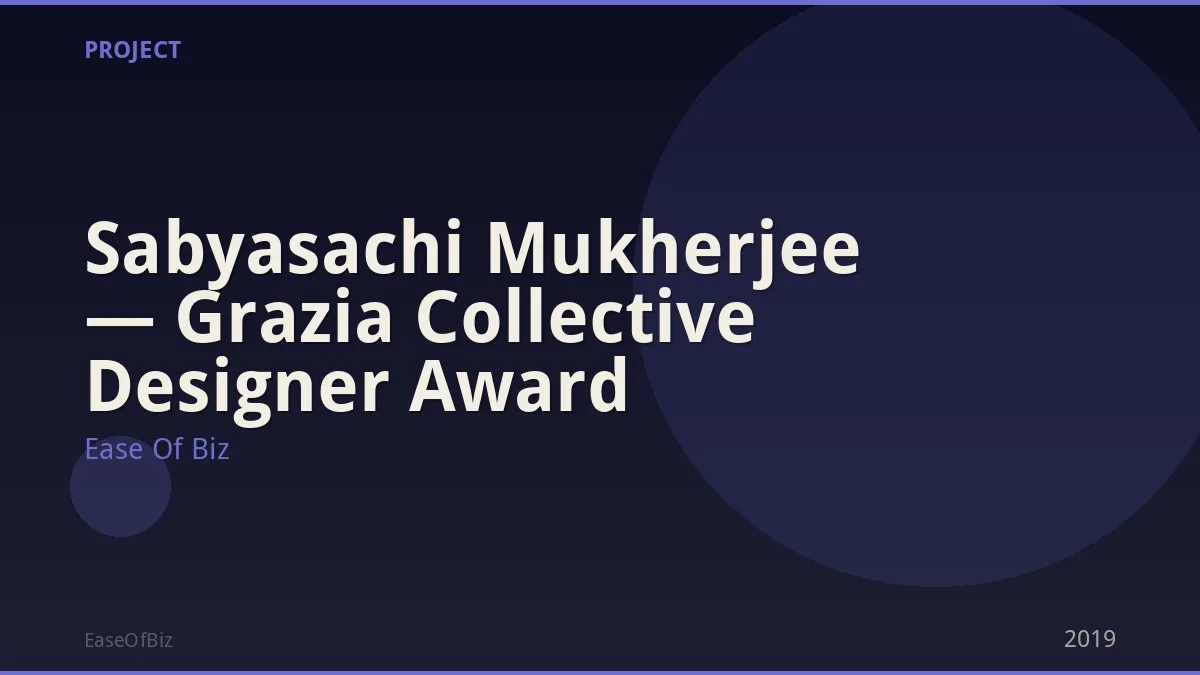 Sabyasachi Mukherjee — Grazia Collective Designer Award