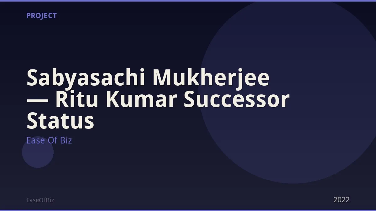 Sabyasachi Mukherjee — Ritu Kumar Successor Status
