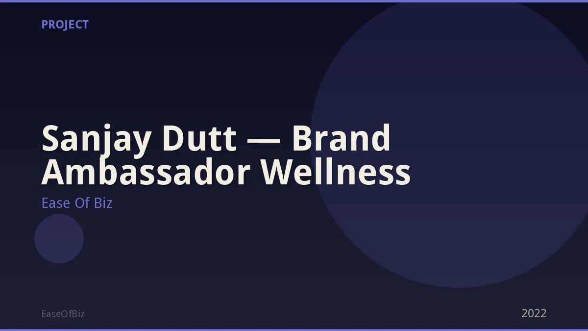 Sanjay Dutt — Brand Ambassador Wellness