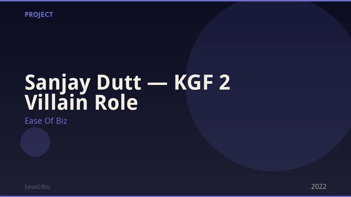 Sanjay Dutt — KGF 2 Villain Role