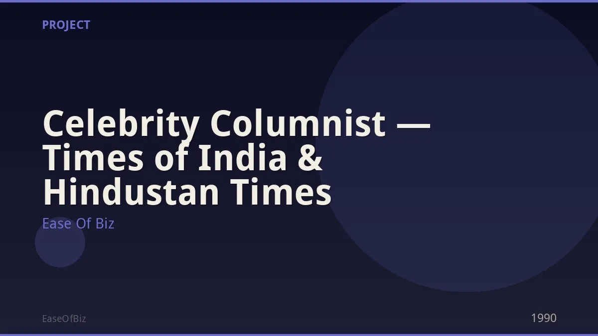 Celebrity Columnist — Times of India & Hindustan Times