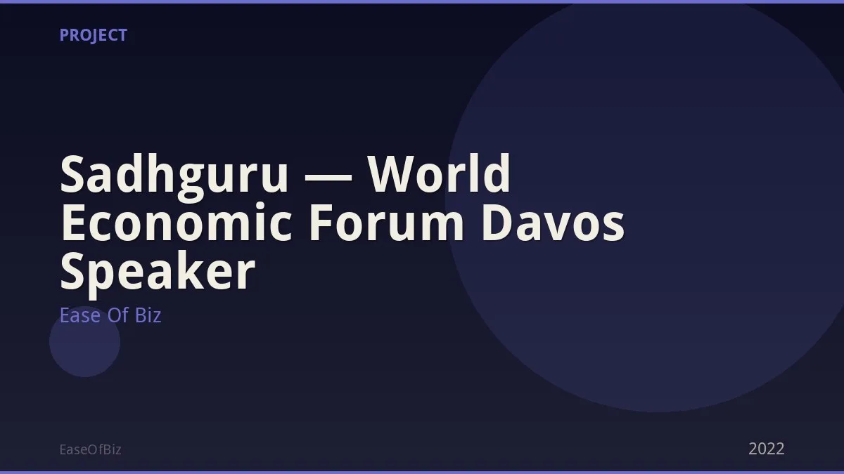 Sadhguru — World Economic Forum Davos Speaker