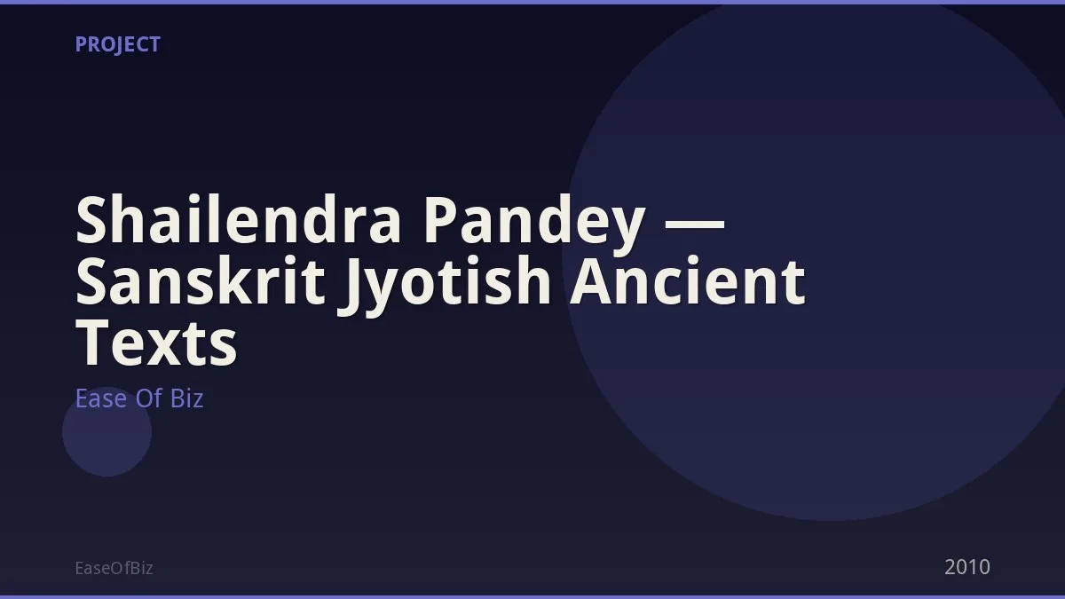 Shailendra Pandey — Sanskrit Jyotish Ancient Texts