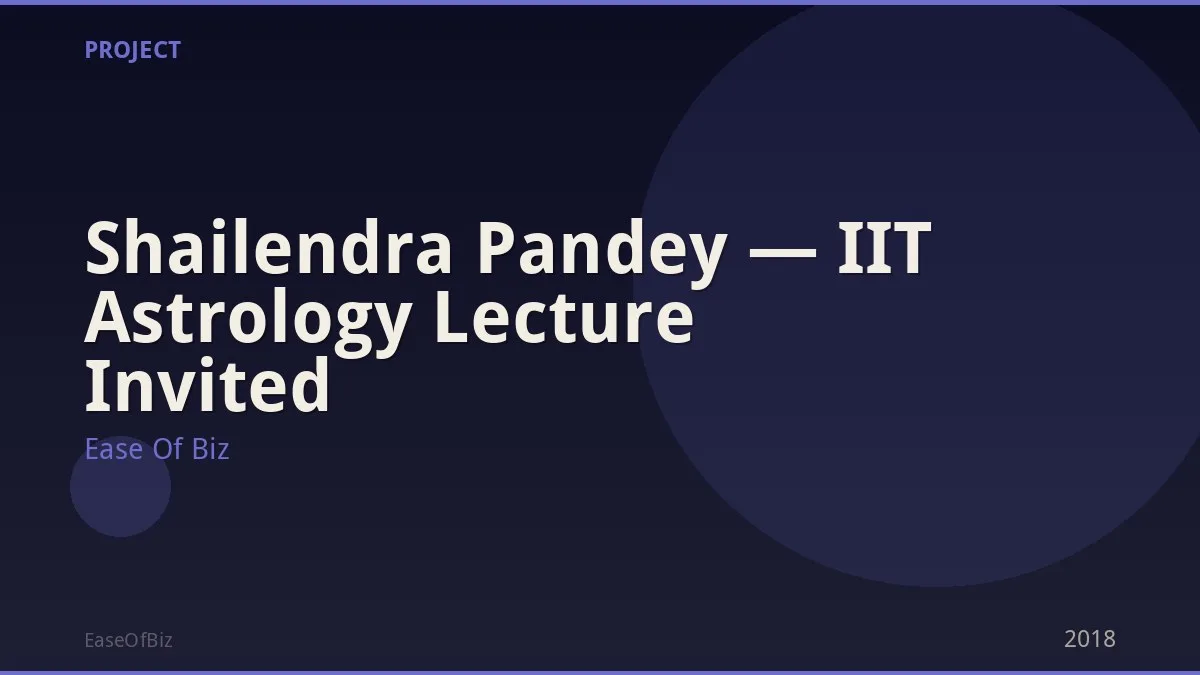Shailendra Pandey — IIT Astrology Lecture Invited