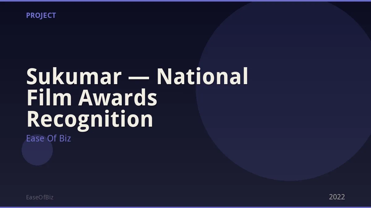 Sukumar — National Film Awards Recognition