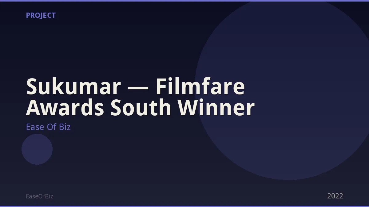 Sukumar — Filmfare Awards South Winner