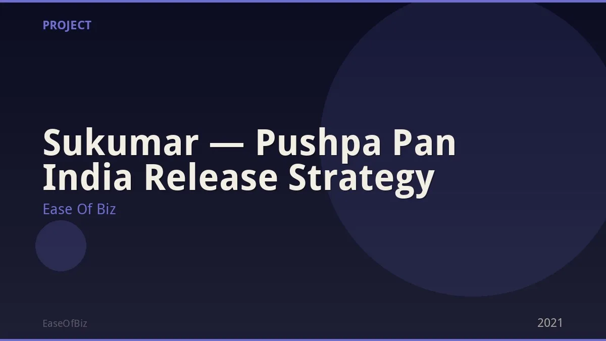 Sukumar — Pushpa Pan India Release Strategy