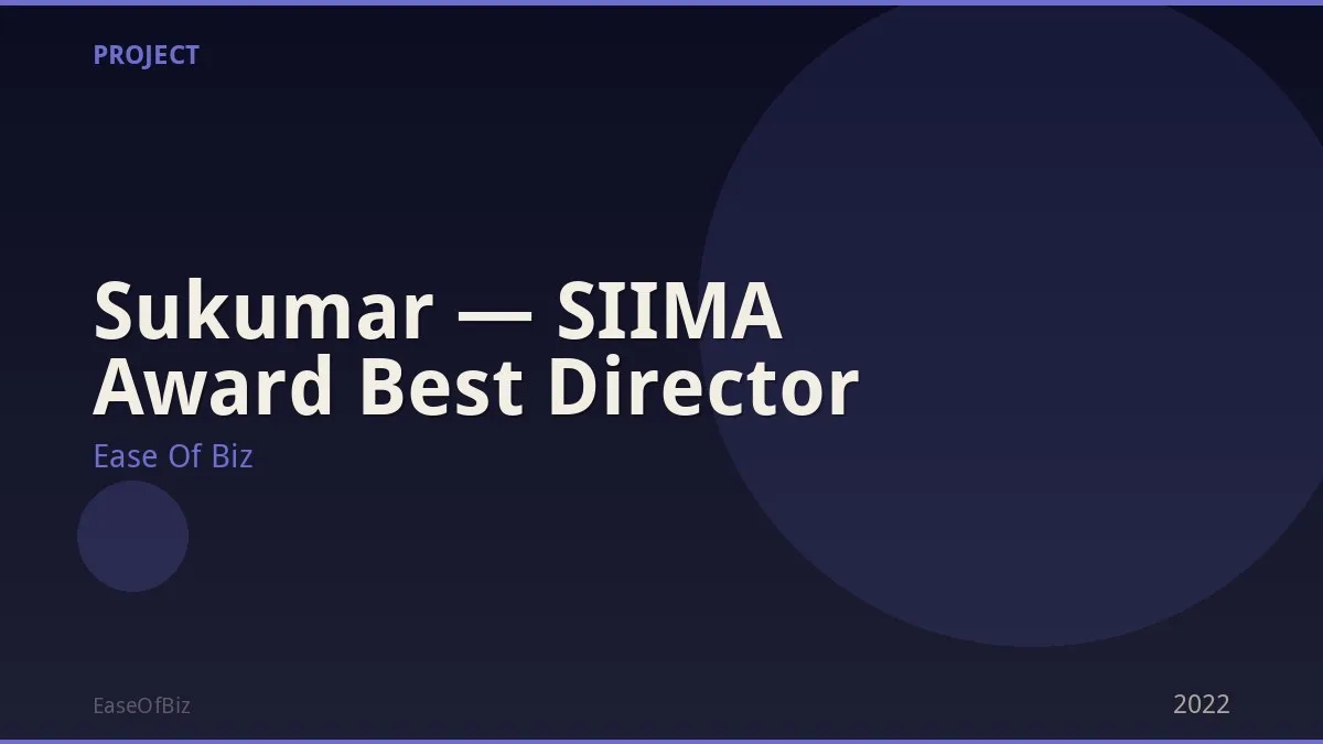 Sukumar — SIIMA Award Best Director
