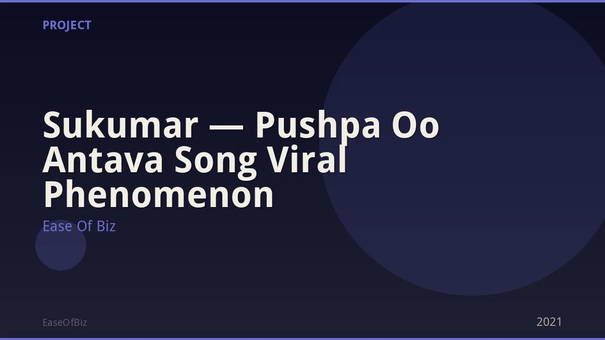 Sukumar — Pushpa Oo Antava Song Viral Phenomenon