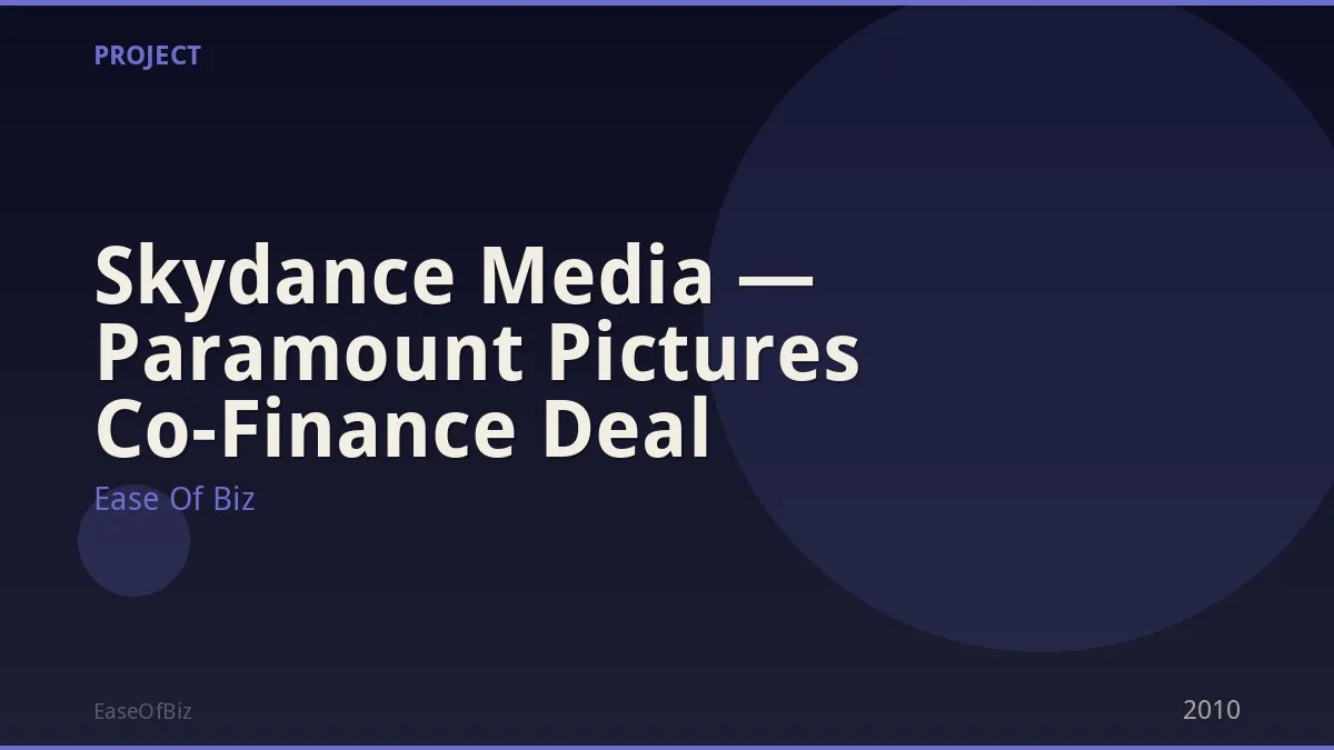 Skydance Media — Paramount Pictures Co-Finance Deal
