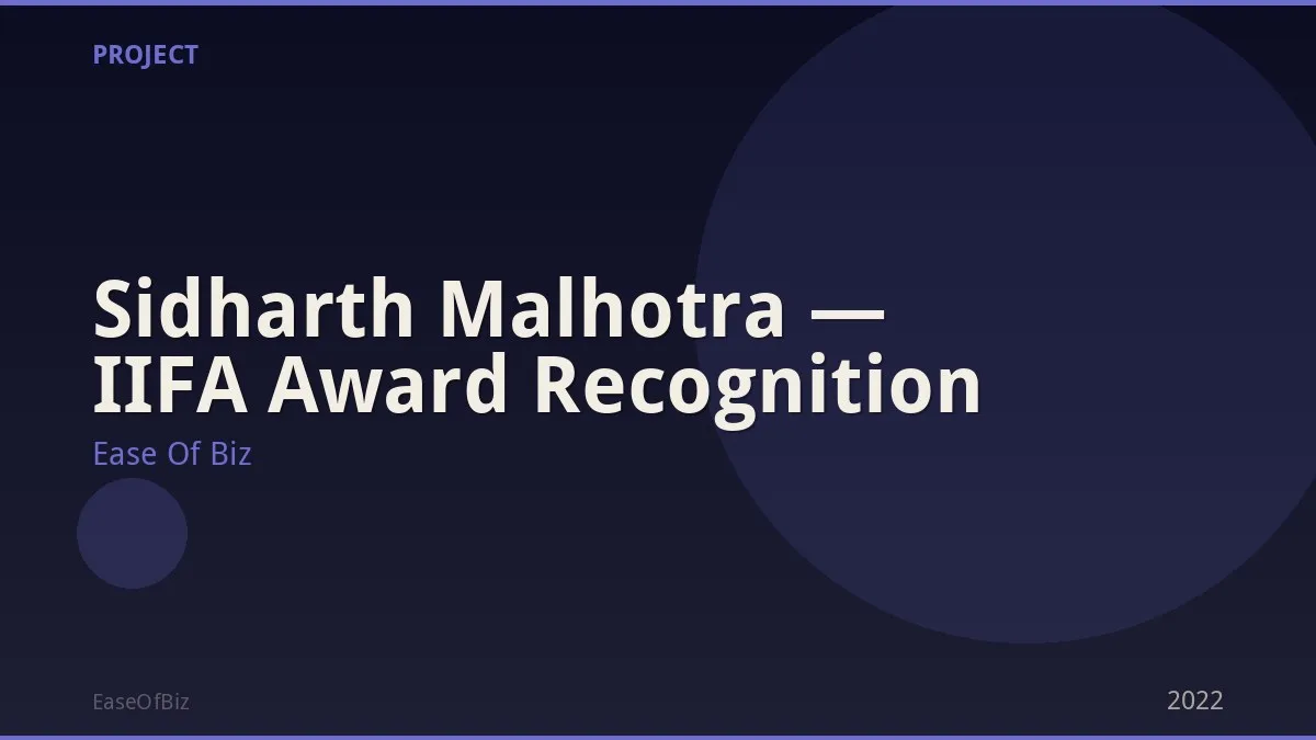 Sidharth Malhotra — IIFA Award Recognition