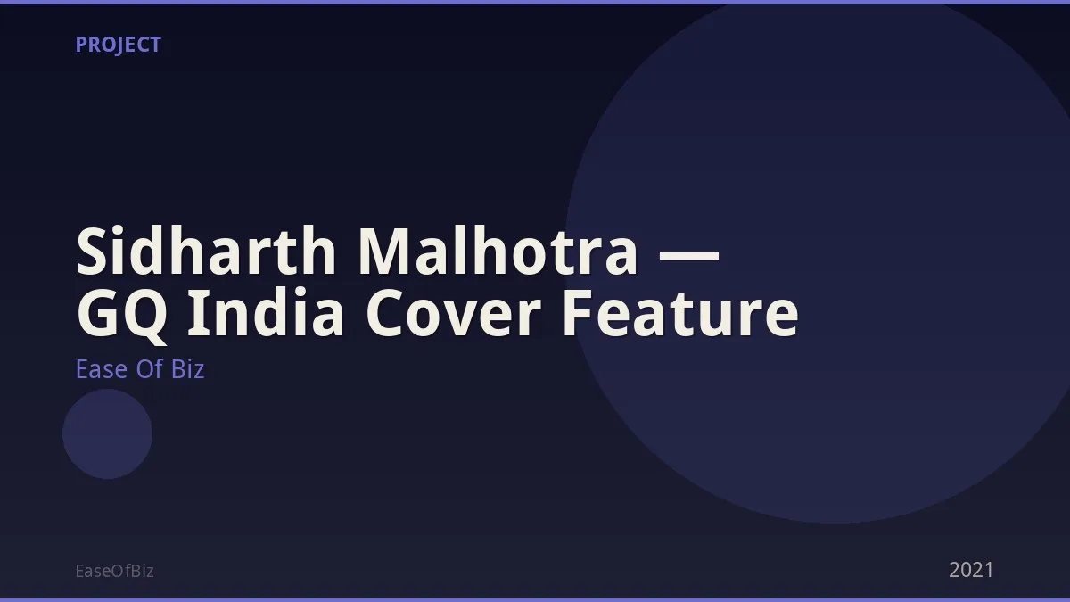 Sidharth Malhotra — GQ India Cover Feature