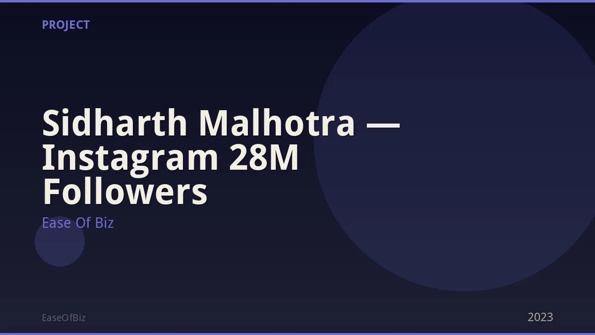 Sidharth Malhotra — Instagram 28M Followers
