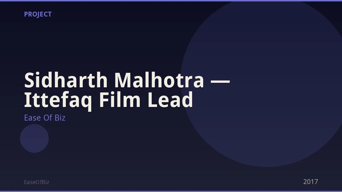 Sidharth Malhotra — Ittefaq Film Lead