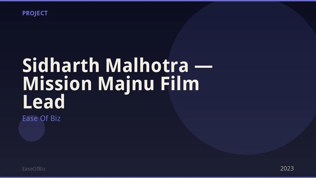 Sidharth Malhotra — Mission Majnu Film Lead