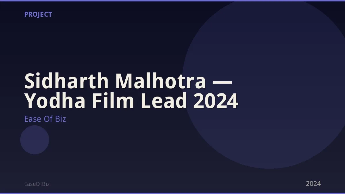 Sidharth Malhotra — Yodha Film Lead 2024
