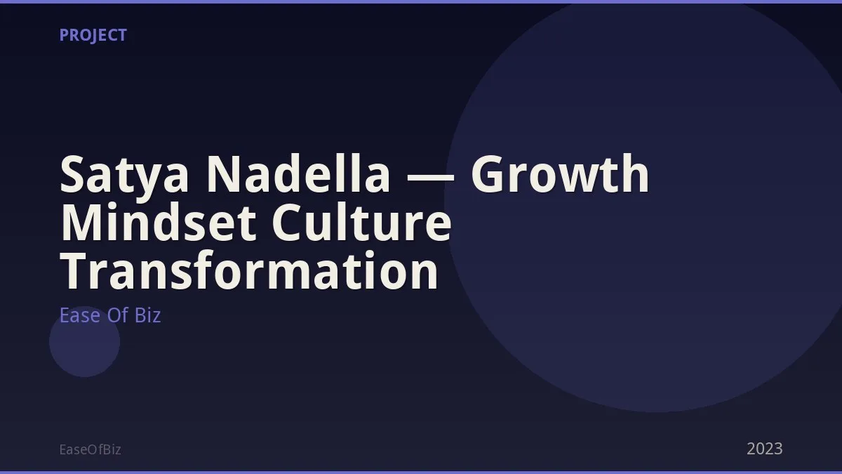 Satya Nadella — Growth Mindset Culture Transformation