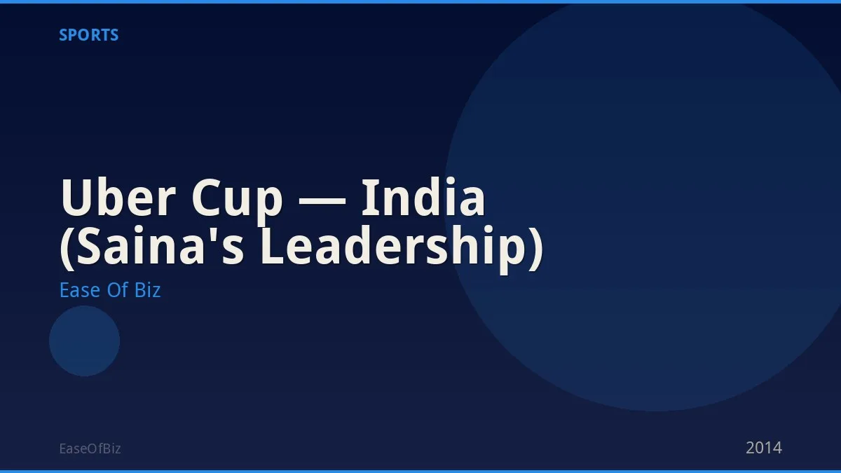 Uber Cup — India (Saina's Leadership)