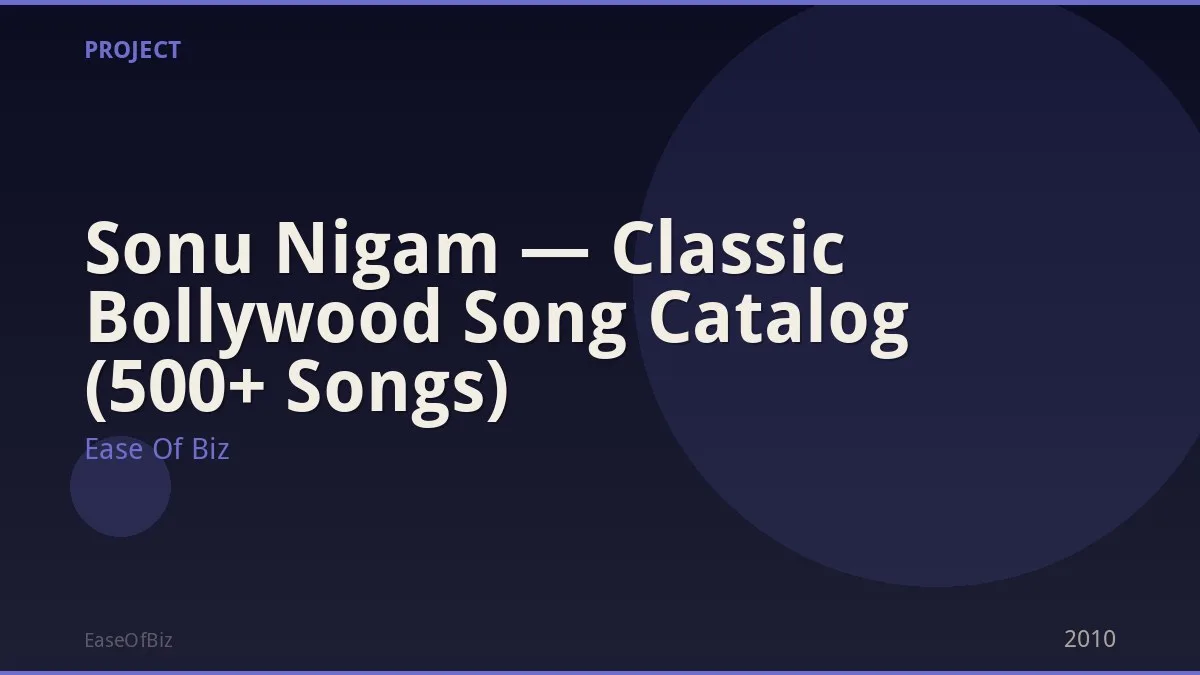 Sonu Nigam — Classic Bollywood Song Catalog (500+ Songs)