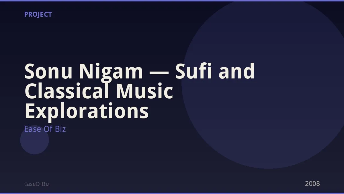 Sonu Nigam — Sufi and Classical Music Explorations