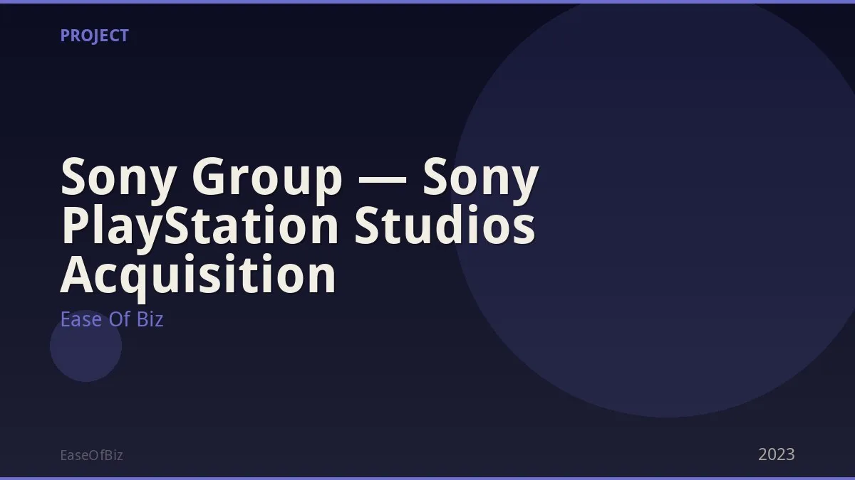 Sony Group — Sony PlayStation Studios Acquisition
