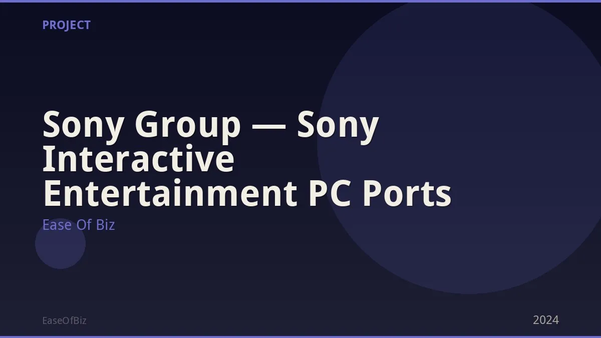 Sony Group — Sony Interactive Entertainment PC Ports