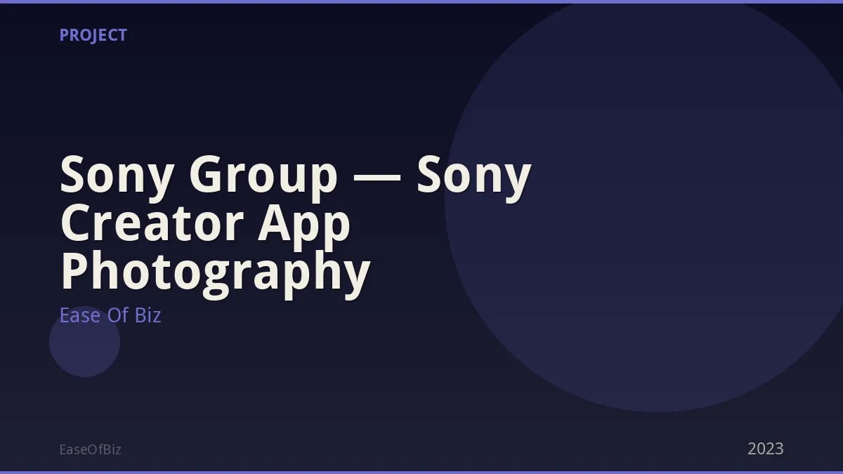 Sony Group — Sony Creator App Photography