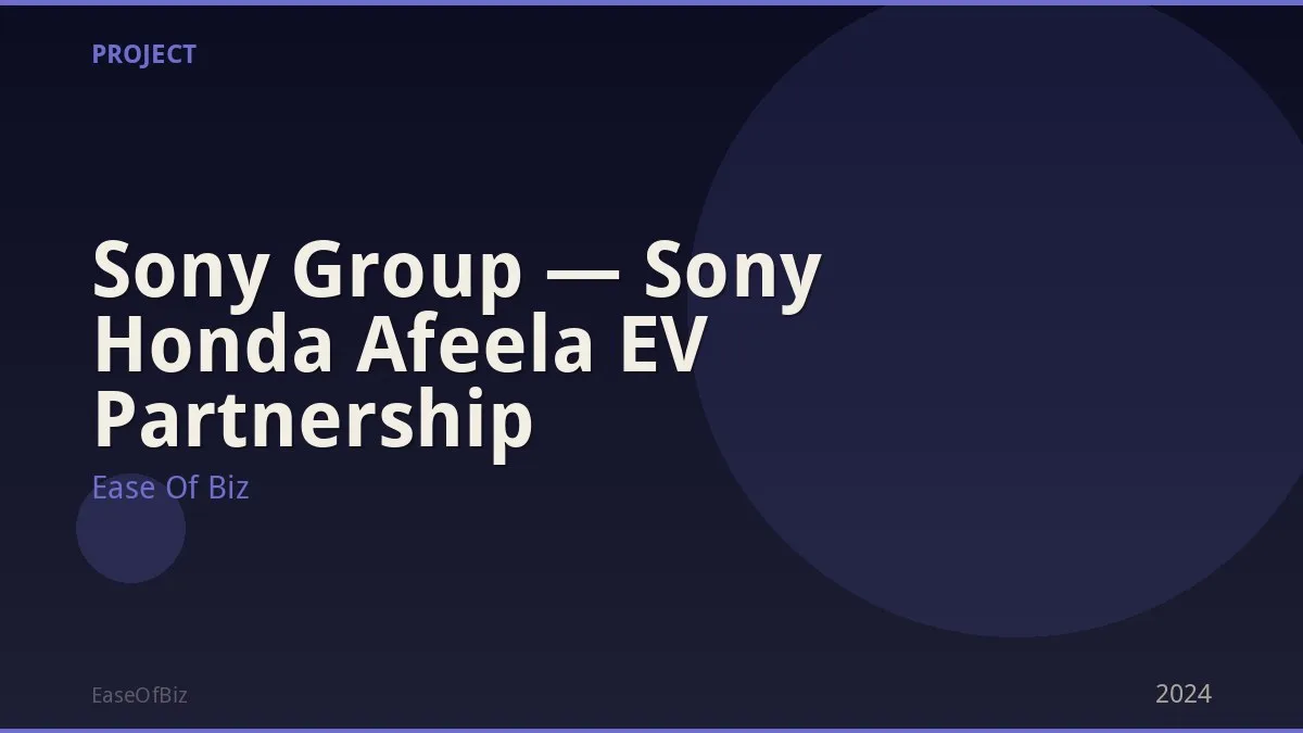 Sony Group — Sony Honda Afeela EV Partnership