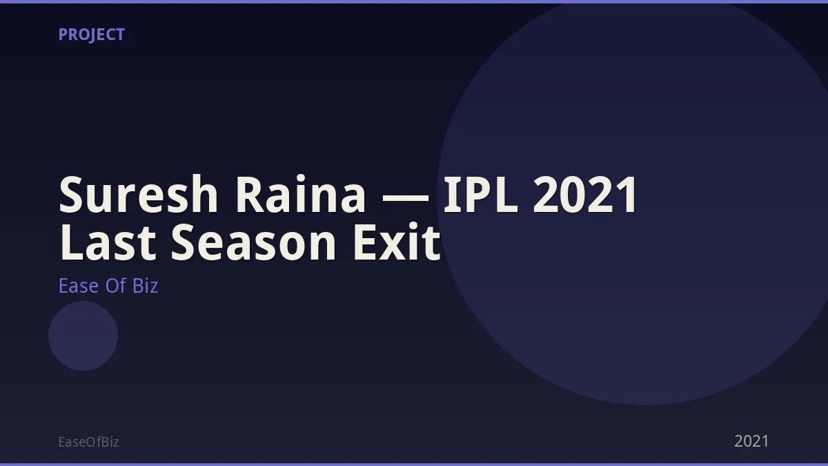 Suresh Raina — IPL 2021 Last Season Exit