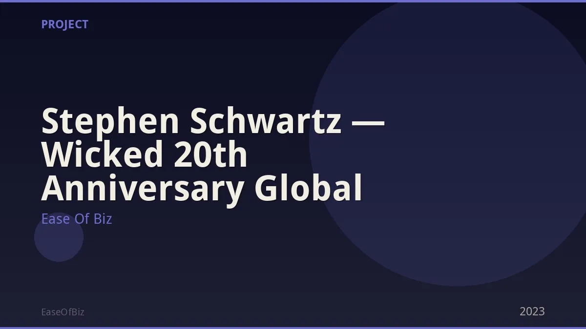 Stephen Schwartz — Wicked 20th Anniversary Global