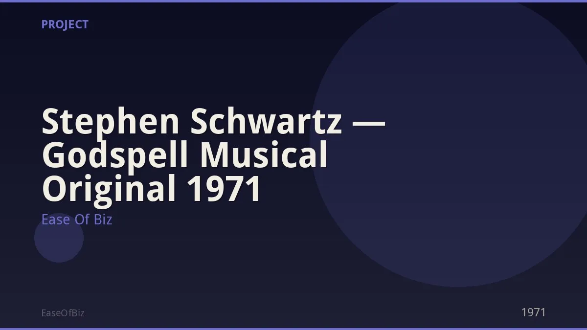 Stephen Schwartz — Godspell Musical Original 1971