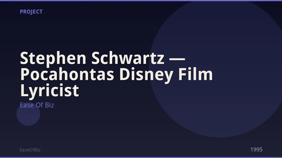 Stephen Schwartz — Pocahontas Disney Film Lyricist