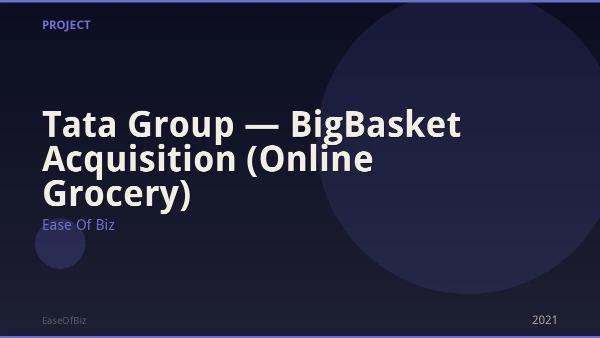 Tata Group — BigBasket Acquisition (Online Grocery)