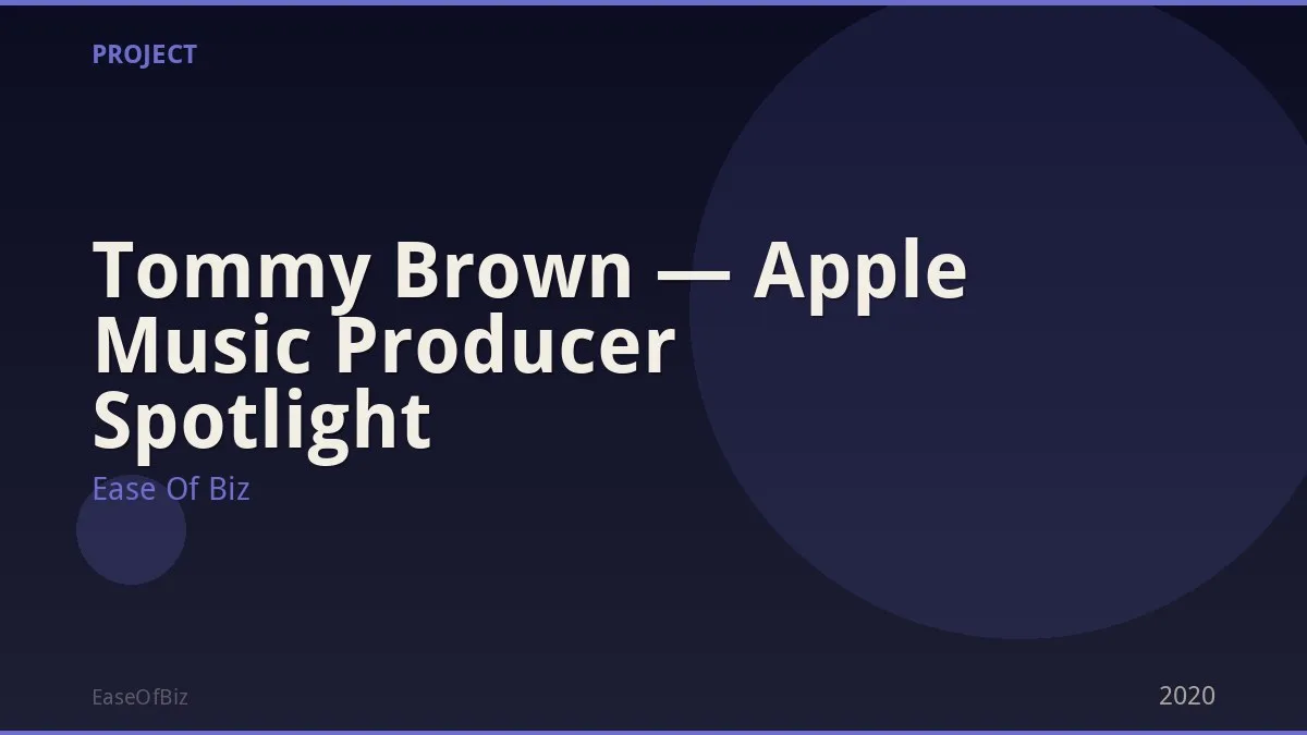 Tommy Brown — Apple Music Producer Spotlight