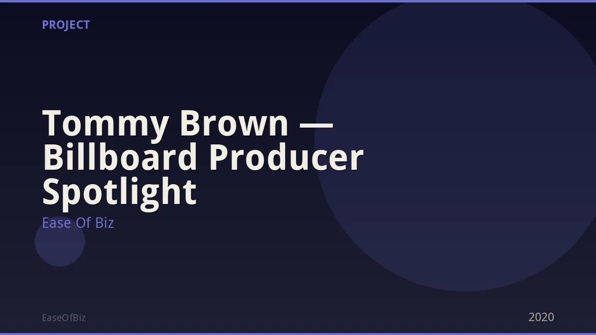 Tommy Brown — Billboard Producer Spotlight