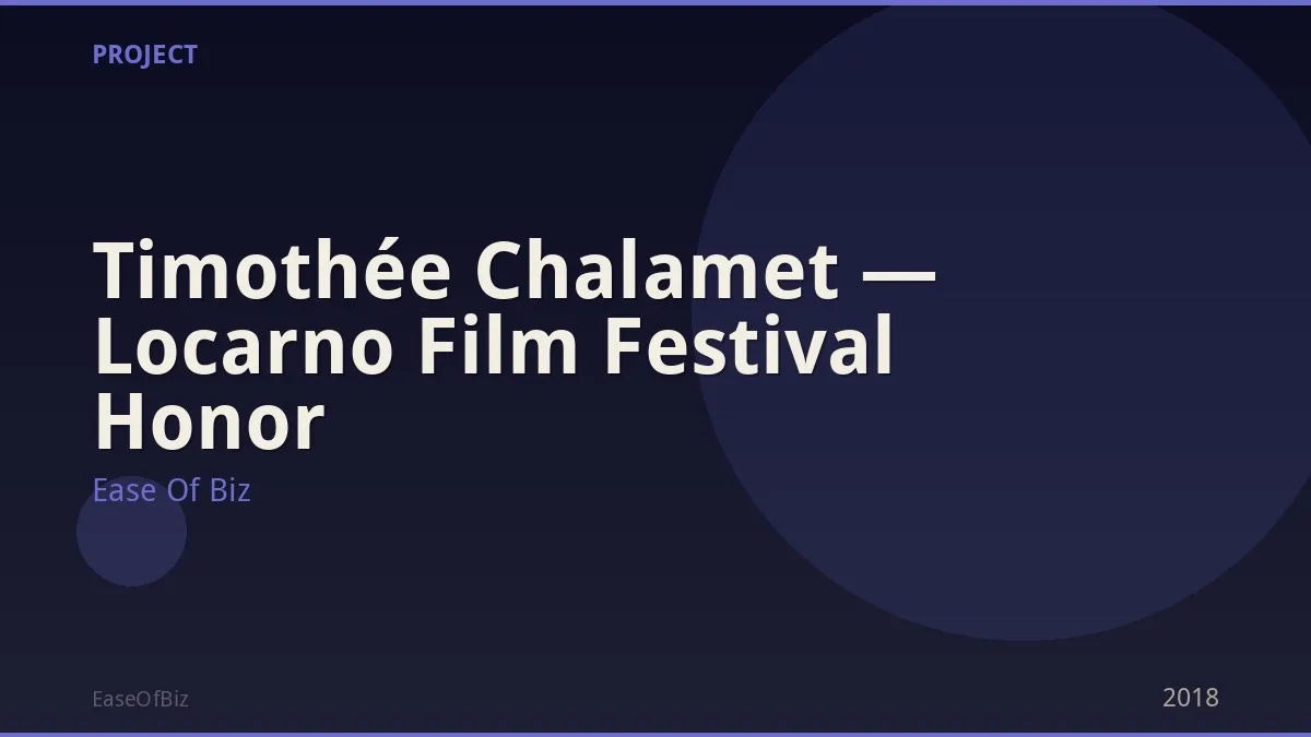 Timothée Chalamet — Locarno Film Festival Honor