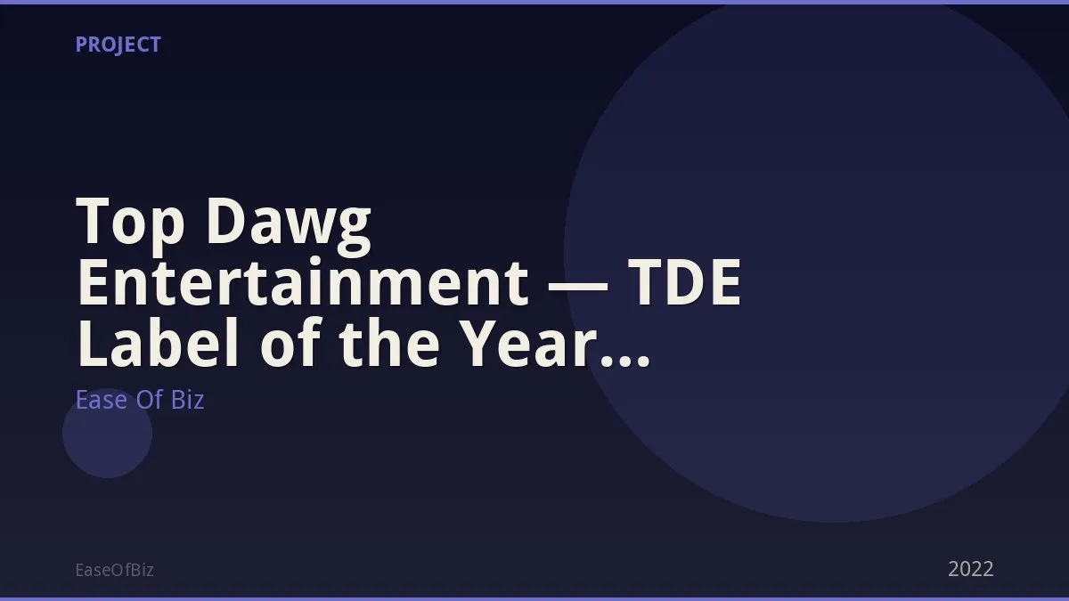 Top Dawg Entertainment — TDE Label of the Year Recognition