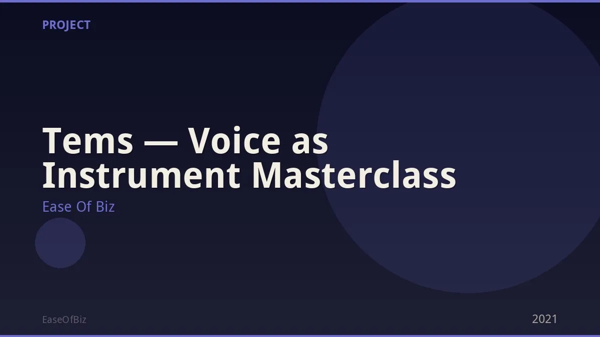 Tems — Voice as Instrument Masterclass
